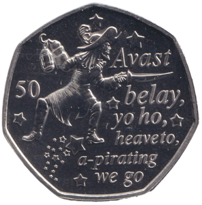 2019 PETER PAN CAPTAIN HOOK 50P ISLE OF MAN ( BU )