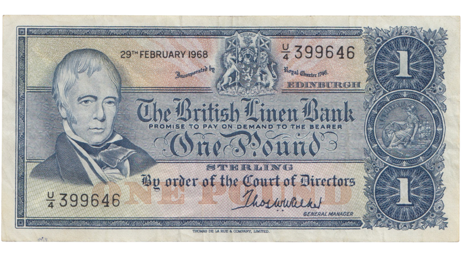 1968 £1 THE BRITISH LINEN BANK SCOT REF 85
