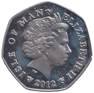 2012 CHRISTMAS 50P NATIVITY ANGEL COLOURED ISLE OF MAN ( BU )