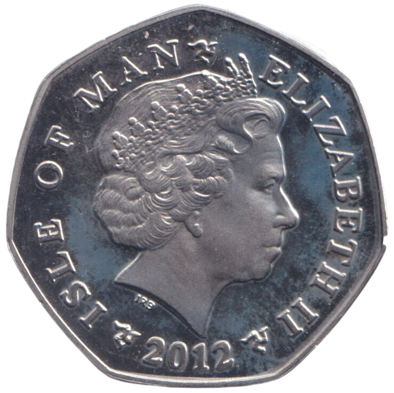 2012 CHRISTMAS 50P NATIVITY ANGEL COLOURED ISLE OF MAN ( BU )