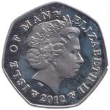 2012 CHRISTMAS 50P NATIVITY ANGEL COLOURED ISLE OF MAN ( BU )
