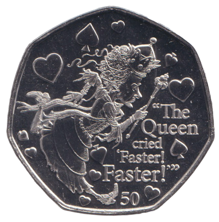 2021 LOOKING GLASS THE RED QUEEN 50P ISLE OF MAN ( BU )