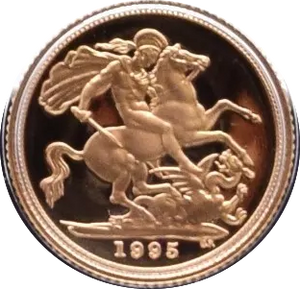 1995 GOLD PROOF HALF SOVEREIGN BOXED