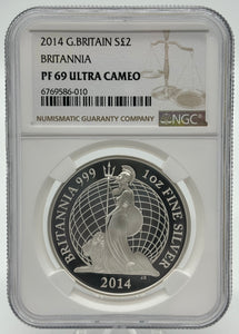 2014 SILVER PROOF QUEEN ANNE 300TH ANNIVERSARY £5 ( NGC PF69 ULTRA CAMEO )