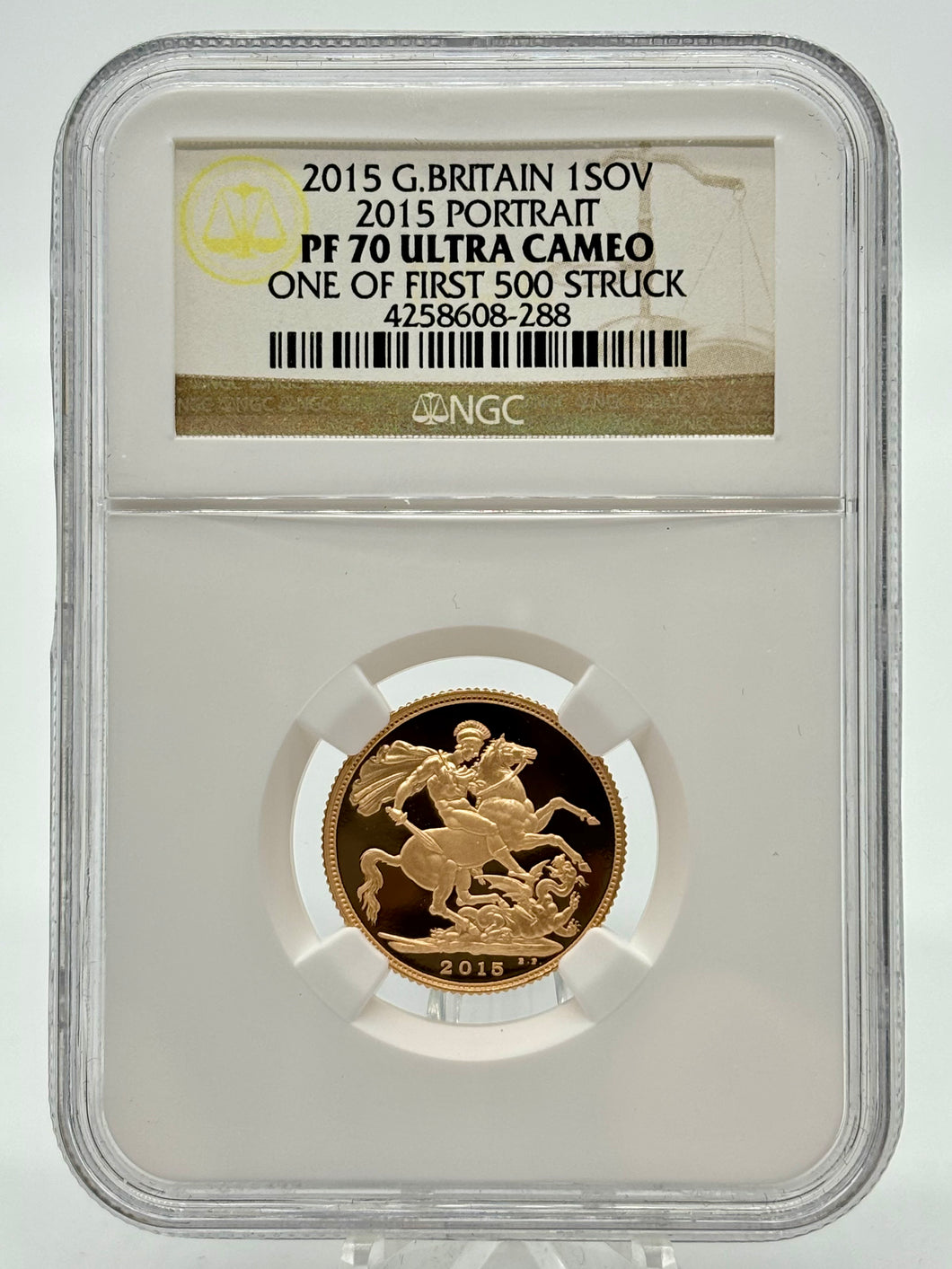 2015 GOLD SOVEREIGN (NGC) PF70 ULTRA CAMEO ONE OF FIRST 500 STRUCK 2015 PORTRAIT