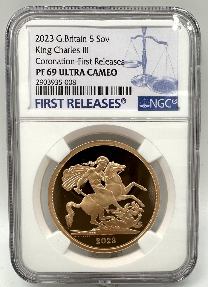 2023 GOLD 5 SOVEREIGN KING CHARLES III (NGC) PF69 ULTRA CAMEO