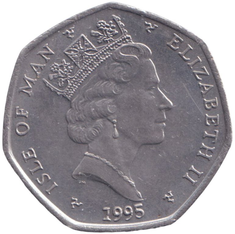 1995 CHRISTMAS LARGE 50P SLEDGE ISLE OF MAN ( UNC ) AA