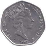 1995 CHRISTMAS LARGE 50P SLEDGE ISLE OF MAN ( UNC ) AA