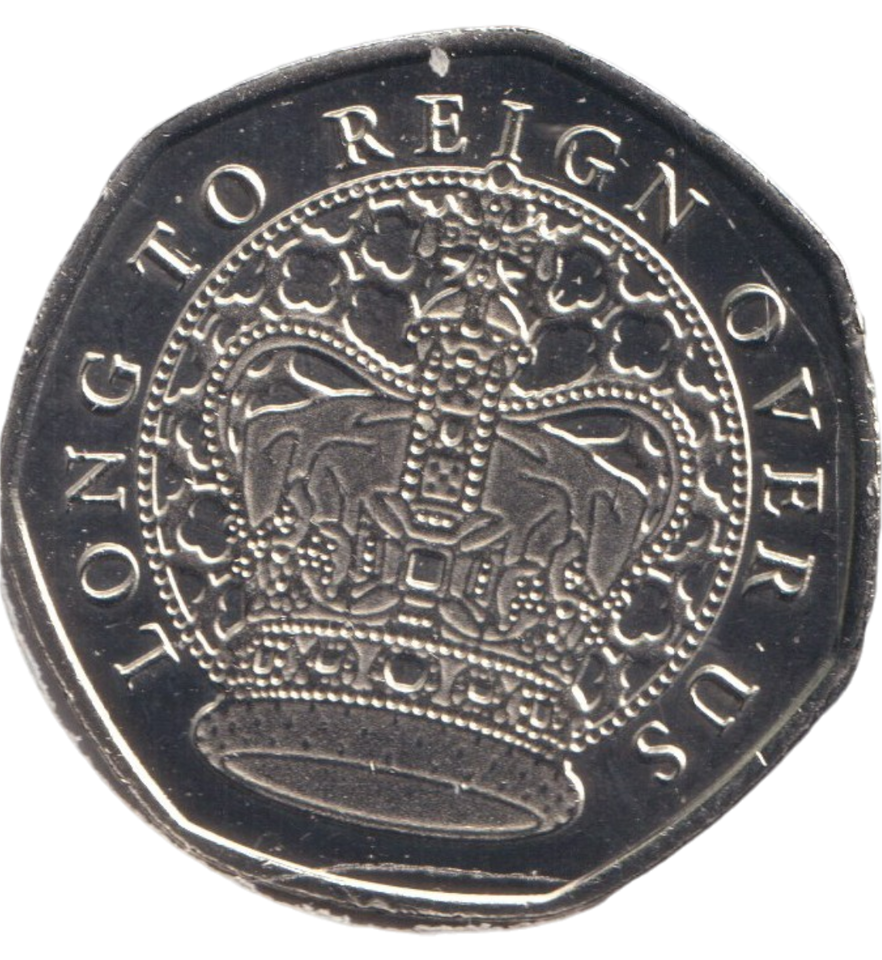2023 50P SHAPED COIN LONG TO REIGN OVER US CHARLES III CORONATION CONCERT