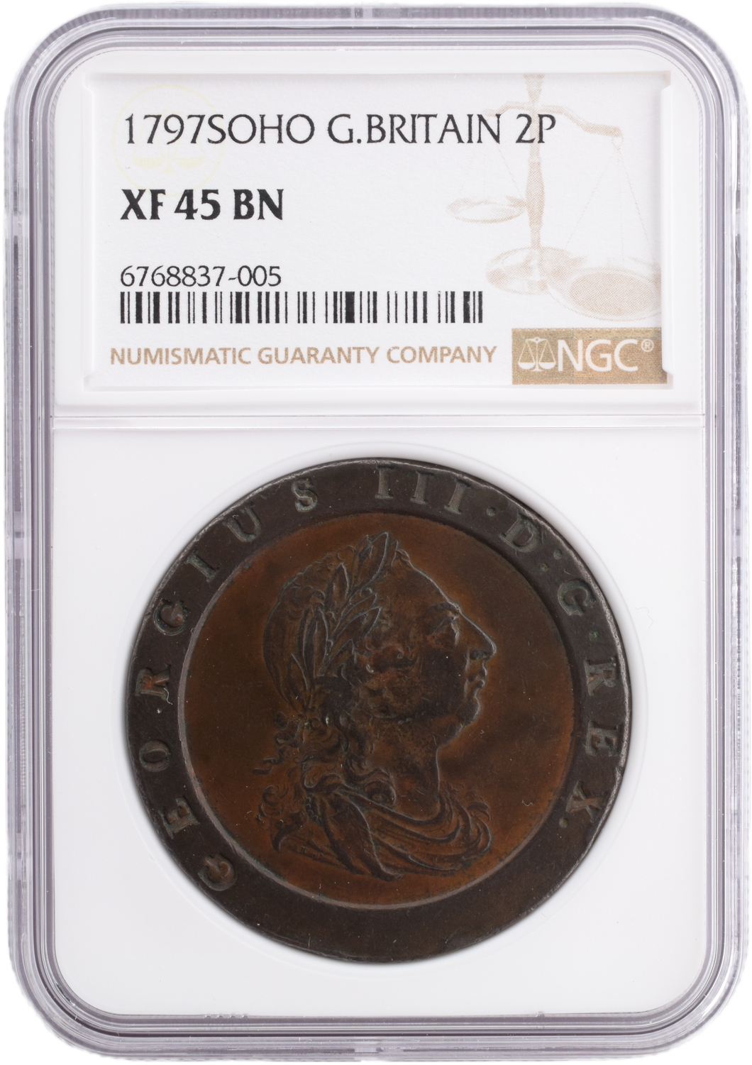 1797 TWOPENCE SOHO (NGC) XF45 BN