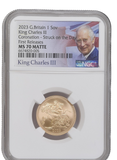 2023 GOLD PROOF SOVEREIGN CORONATION KING CHARLES III NGC MS 70