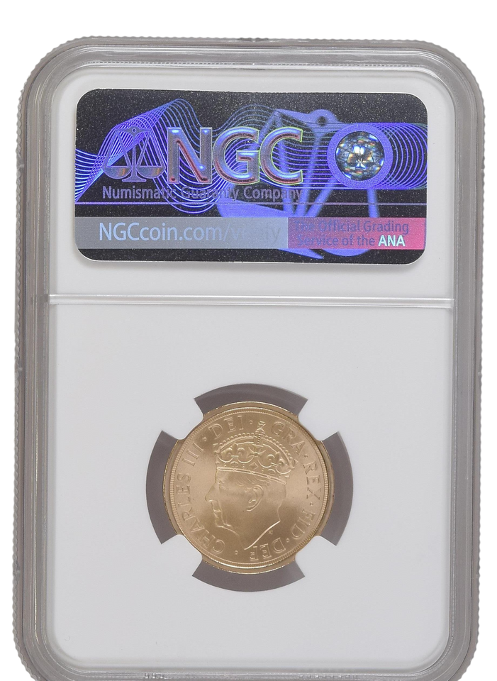2023 GOLD PROOF SOVEREIGN CORONATION KING CHARLES III NGC MS 70