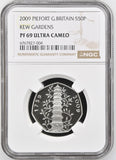 2009 SILVER PROOF PIEDFORT 50P KEW GARDENS PF69 ULTRA CAMEO