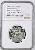 2009 SILVER PROOF 50P D-DAY LANDINGS 50TH ANNIVERSARY PF68 ULTRA CAMEO