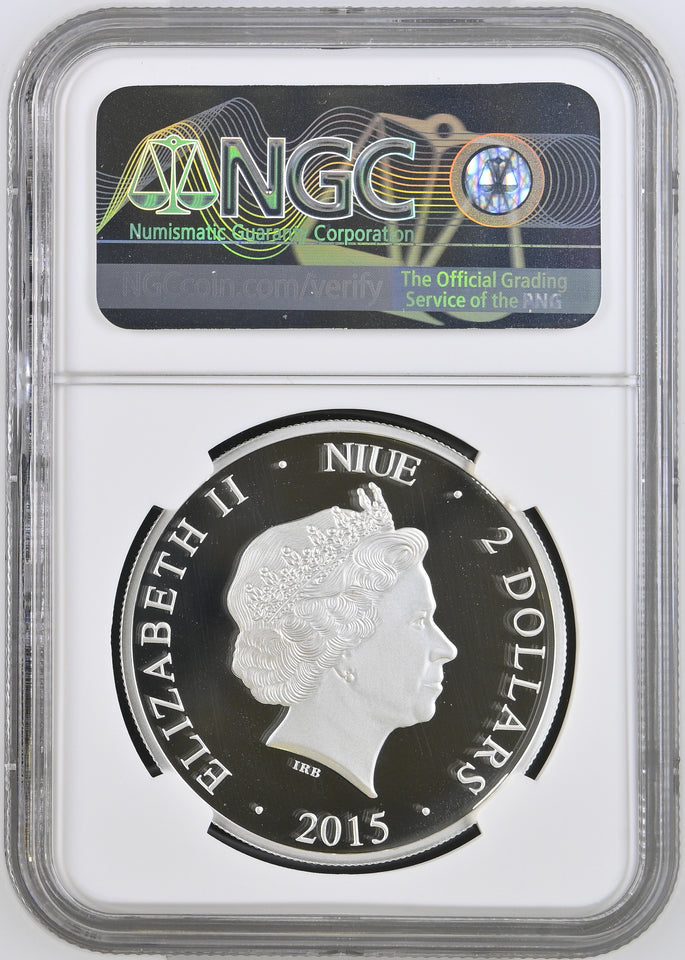 2015 SILVER PROOF NIUE TWO DOLLARS THE COLOSSEUM HOLOGRAM PF69 ULTRA CAMEO TOP POP