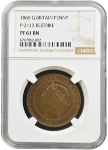1860 PENNY P-2113 RESTRIKE NGC PF 61 BN