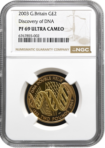 2003 GOLD PROOF £2 DISCOVERY OF DNA NGC PF 69 ULTRA CAMEO