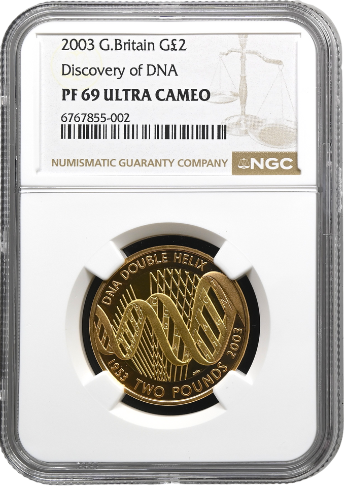 2003 GOLD PROOF £2 DISCOVERY OF DNA NGC PF 69 ULTRA CAMEO