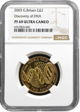 2003 GOLD PROOF £2 DISCOVERY OF DNA NGC PF 69 ULTRA CAMEO