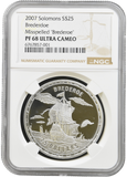 2007 SILVER PROOF 25 DOLLAR SOLOMONS BREDERDOE MISSPELLED "BREDEROE" PF 68 ULTRA CAMEO NGC