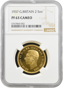 1937 GOLD PROOF DOUBLE SOVEREIGN NGC PF 63 CAMEO