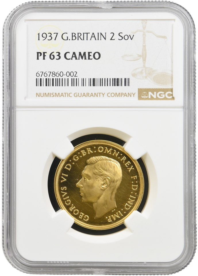 1937 GOLD PROOF DOUBLE SOVEREIGN NGC PF 63 CAMEO