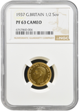 1937 GOLD PROOF HALF SOVEREIGN NGC PF 63 CAMEO