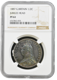 1887 PROOF HALFCROWN NGC PF 61