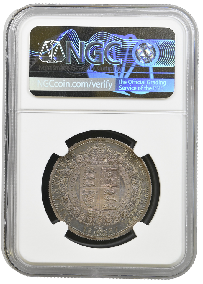 1887 PROOF HALFCROWN NGC PF 61