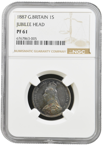 1887 PROOF SHILLING NGC PF 61