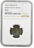 1887 PROOF SIXPENCE NGC PF 62