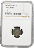 1887 PROOF THREEPENCE NGC PF 62