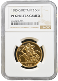 1985 GOLD PROOF DOUBLE SOVEREIGN £2 PF 69 ULTRA CAMEO NGC
