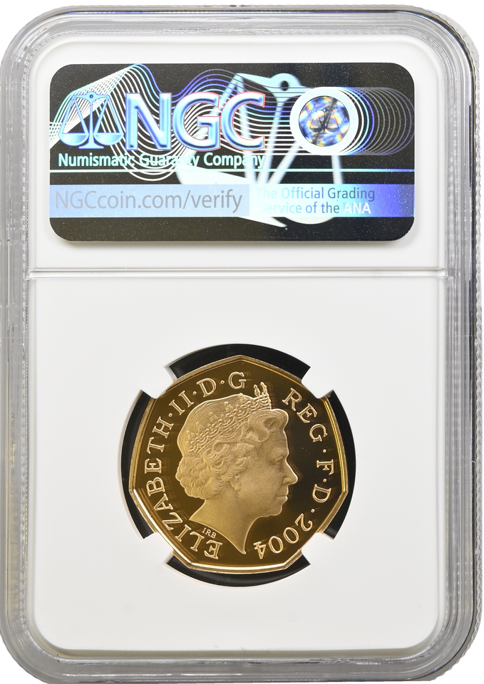 2004 GOLD PROOF 50P ROGER BANNISTER 1ST FOUR MINUTE MILE 50TH ANNIV. PF 69 ULTRA CAMEO NGC