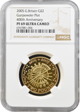 2005 GOLD PROOF £2 GUNPOWDER PLOT 400TH ANNIVERSARY PF 69 ULTRA CAMEO NGC