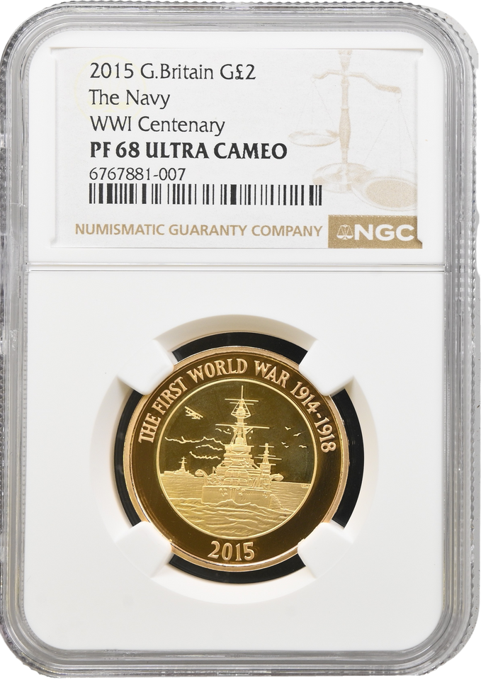 2015 GOLD PROOF £2 THE NAVY WW1 CENTENARY PF 68 ULTRA CAMEO NGC