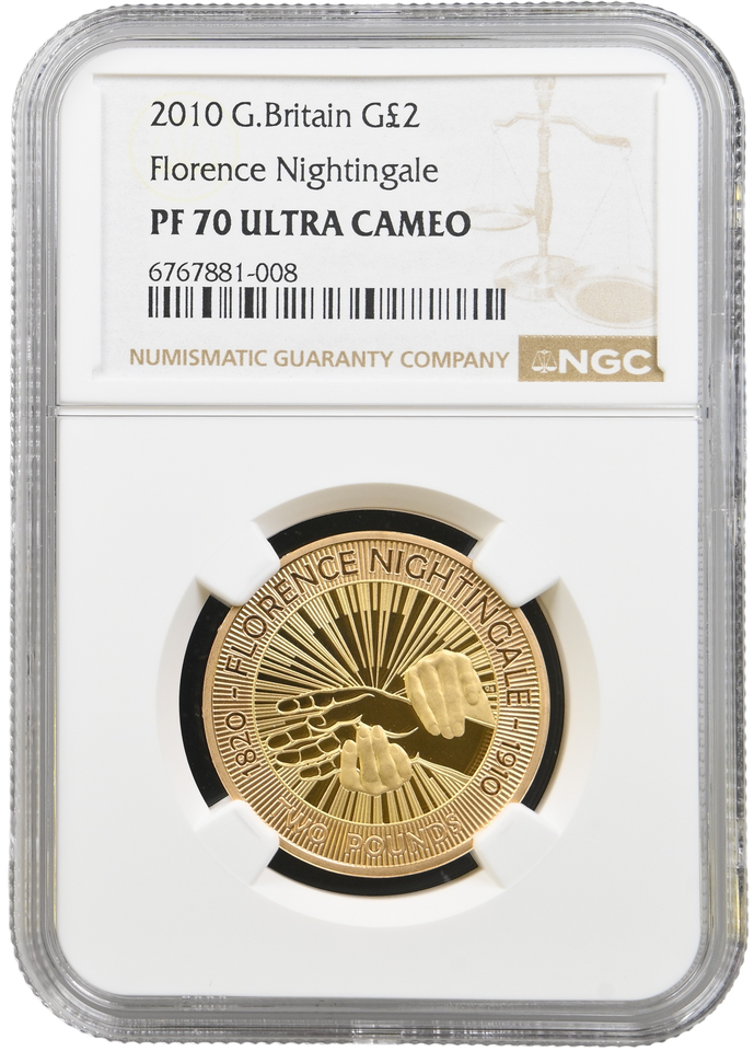 2010 GOLD PROOF £2 FLORENCE NIGHTINGALE PF 70 ULTRA CAMEO NGC