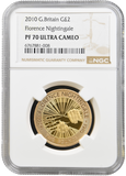 2010 GOLD PROOF £2 FLORENCE NIGHTINGALE PF 70 ULTRA CAMEO NGC