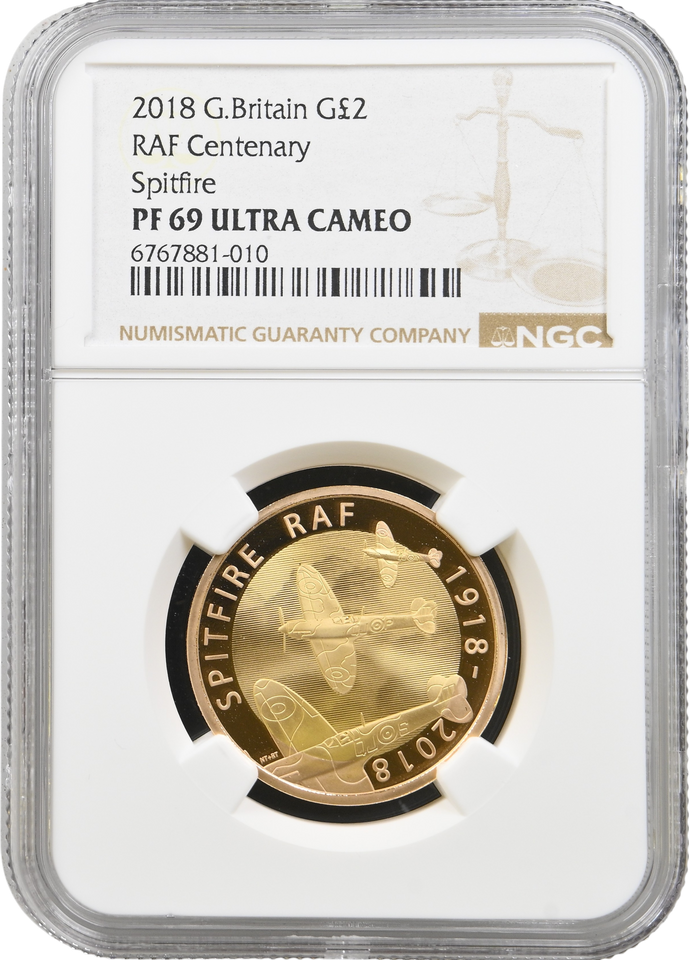 2018 GOLD PROOF £2 RAF CENTENARY SPITFIRE PF 69 ULTRA CAMEO NGC