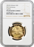 2018 GOLD PROOF £2 RAF CENTENARY SPITFIRE PF 69 ULTRA CAMEO NGC