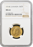 1914 GOLD PROOF SOVEREIGN CANADA MS 61 NGC