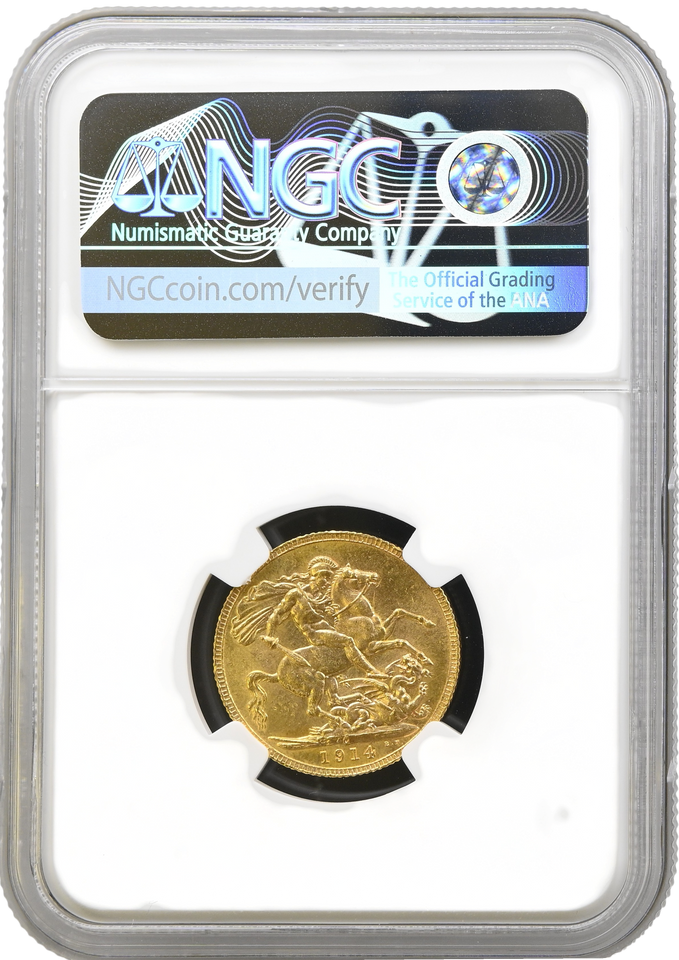 1914 GOLD PROOF SOVEREIGN CANADA MS 61 NGC
