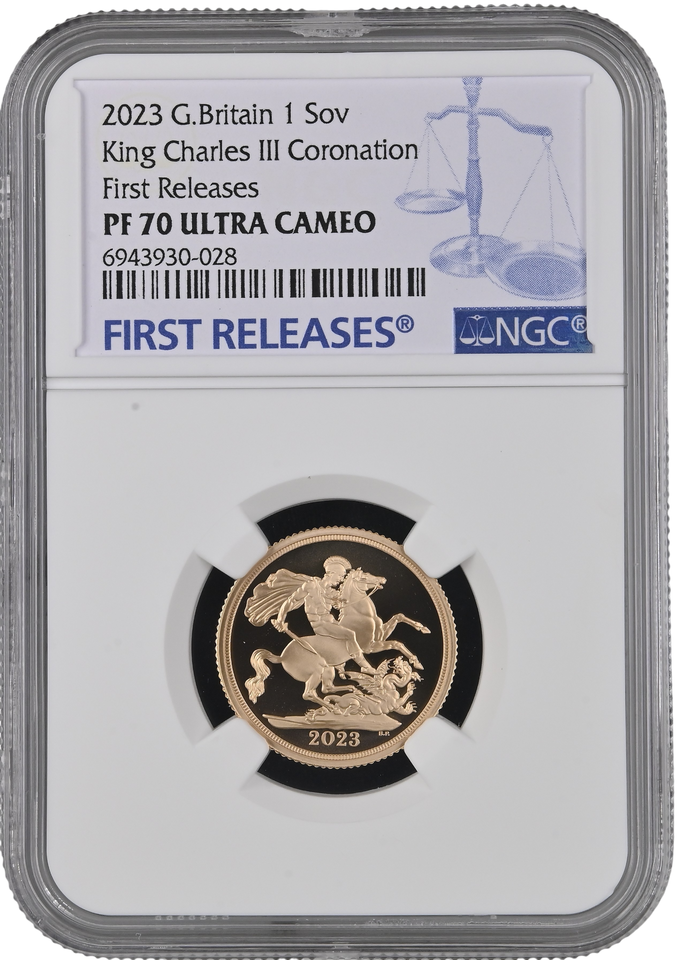 2023 GOLD PROOF SOVEREIGN KING CHARLES III CORONATION NGC PF 70