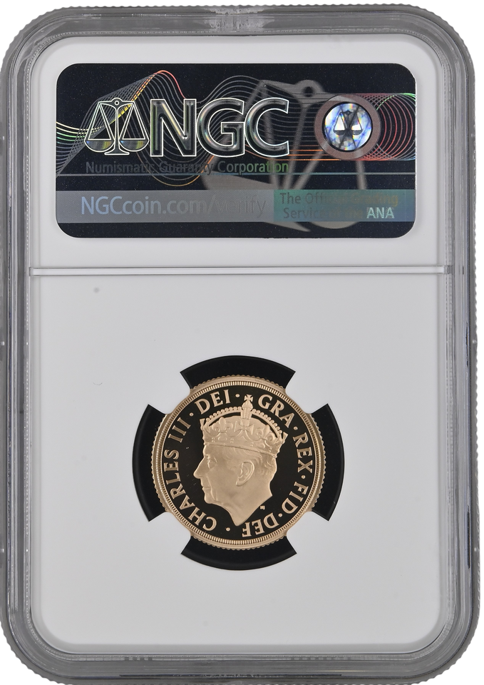 2023 GOLD PROOF SOVEREIGN KING CHARLES III CORONATION NGC PF 70