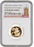 2023 GOLD PROOF PIEFORT SOVEREIGN KING CHARLES III CORONATION NGC PF 70