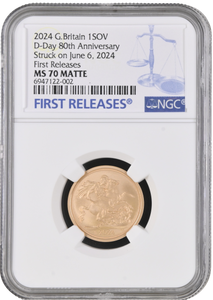 2024 GOLD PROOF SOVEREIGN D-DAY 80TH ANNIVERSARY NGC MS 70