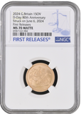 2024 GOLD PROOF SOVEREIGN D-DAY 80TH ANNIVERSARY NGC MS 70