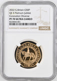 2022 GOLD PROOF 50P CORONATION OBVERSE PF 70 ULTRA CAMEO