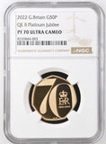 2022 GOLD PROOF 50P PLATINUM JUBILEE PF 70 ULTRA CAMEO