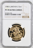 1980 GOLD PROOF £2 SOVEREIGN PF 70 ULTRA CAMEO